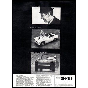 1965 Austin Healey Sprite Roadster Convertible Sports Car Vintage Print Ad Photo